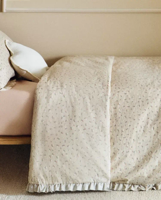 ZARA HOME ДЕТСКИЙ ПОДОДЕЯЛЬНИК С ПРИНТОМ, РОЗОВЫЙ