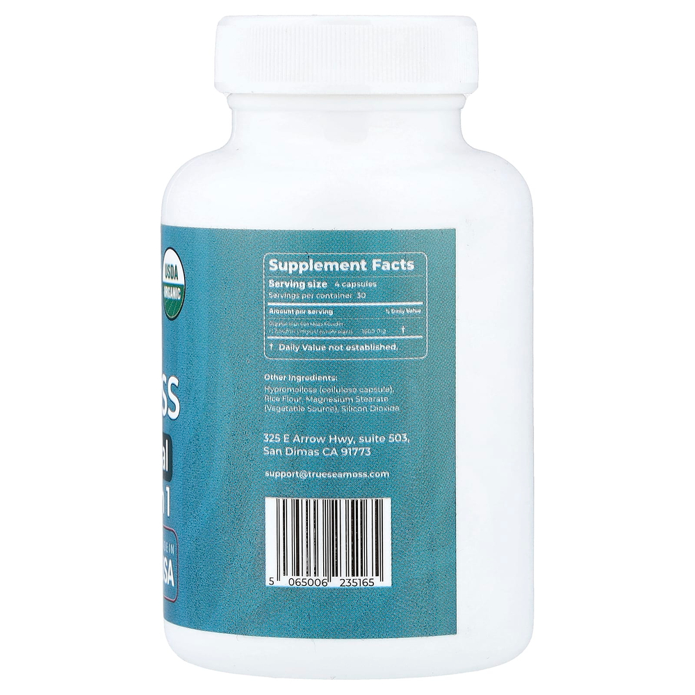 True Sea Moss, дикорастущий морской мох, 120 капсул (400 мг в 1 капсуле)