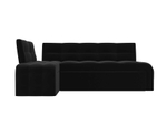Диван кухонный угловой Люксор левый угол, Черный, Микровельвет, 28601L