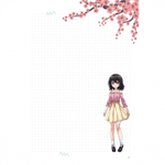 Блокнот 120х170 мм, скрепка, Контэнт-Канц, лам. карт, выб-лак, 32 л., диз.вн.блок в клетку, "Аниме. Девочка с зонтом в школьной форме", темно-розовый