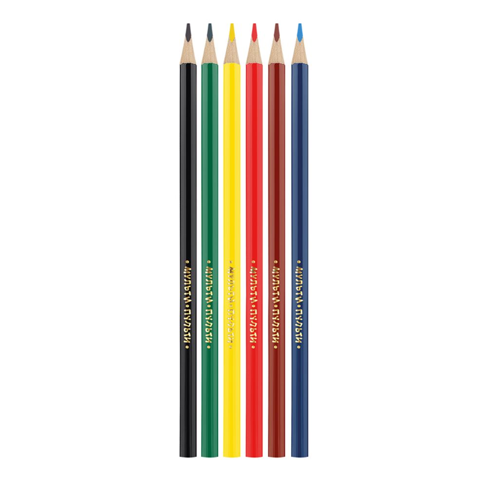 Карандаши цветные Мульти-Пульти "Енот в Испании", 06цв., трехгран., заточен., картон, европодвес