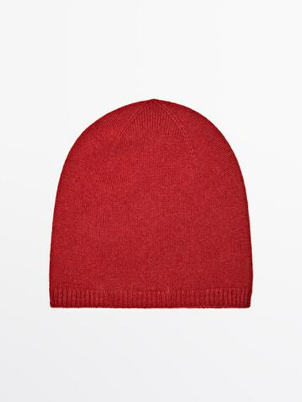 Massimo Dutti Шапка бини из тонкого трикотажа, терракотовый