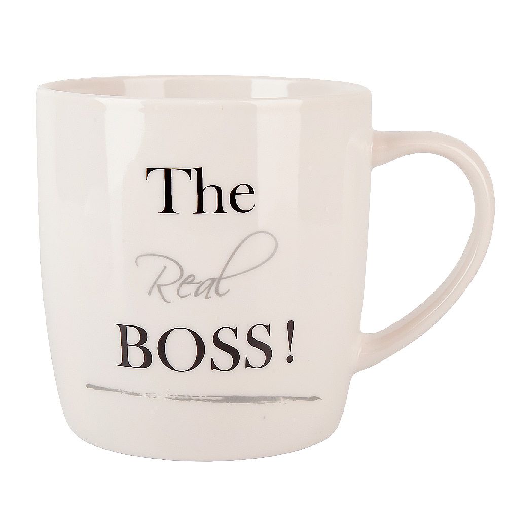 Кружка с блюдцем "THE REAL BOSS" v=380мл (фарфор) (подарочная упаковка)