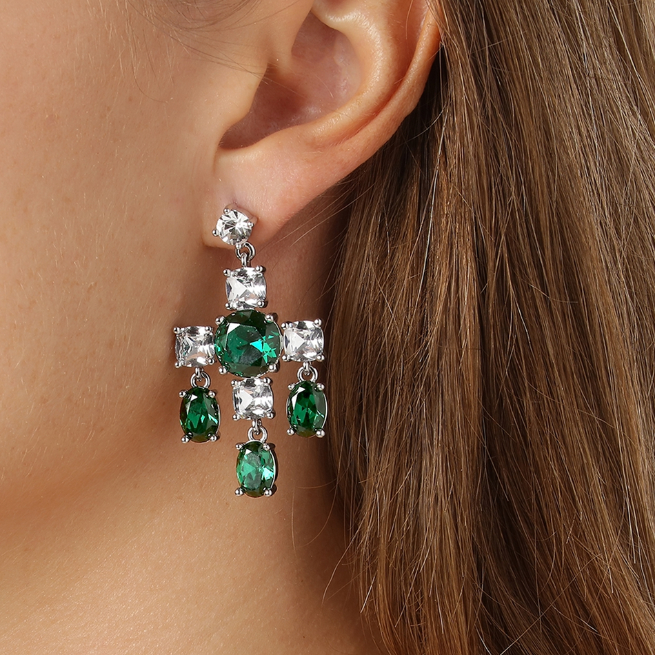 Серьги Dyrberg Kern LEONORA SS EMERALD GREEN / CRYSTAL 430072