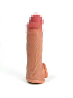 Насадка для увеличения члена в форме фаллоимитатора Sleeve №1 SGAN 3.5X14, телесный (2.8 внутренний диаметр)