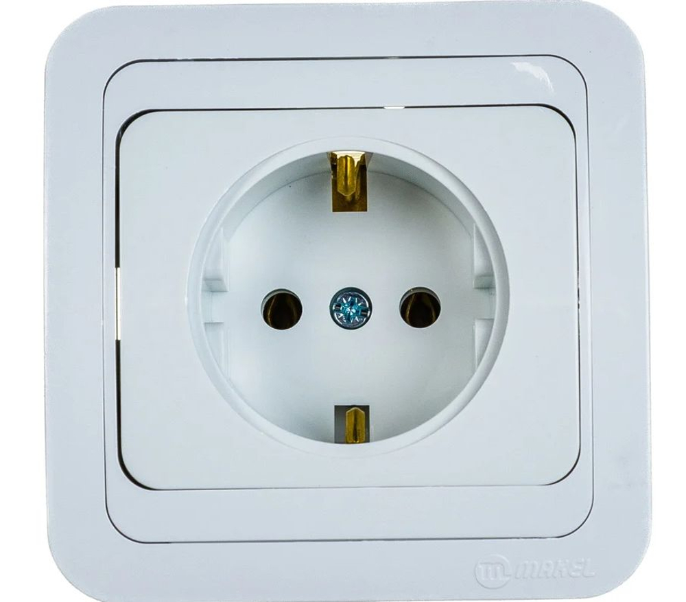 Розетка с заземлением белая Makel Mimoza 12028