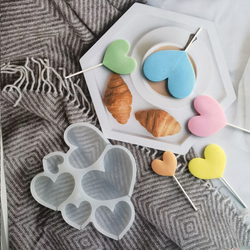 Силиконовая форма для леденцов «Сердечки 6 в 1»