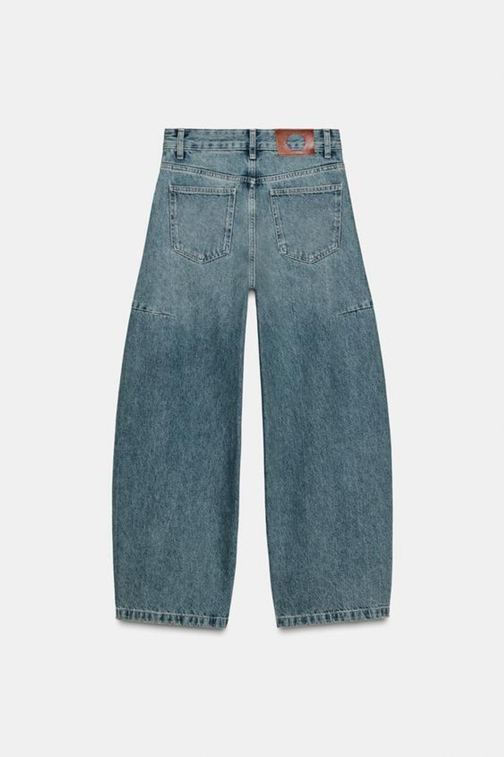 ZARA ДЖИНСЫ ZW COLLECTION ANKLE BALLOON СО СРЕДНЕЙ ПОСАДКОЙ, ГОЛУБОЙ