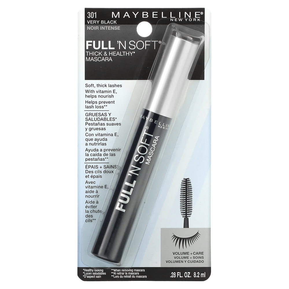 Maybelline, Тушь для ресниц Full 'N Soft, оттенок 301 угольно-черный, 8,2 мл