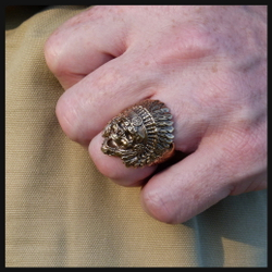 Кольцо мужское "Вождь" бронза , печатка для мужчины