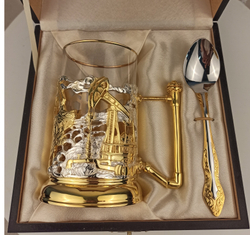 Подстаканник Нефтяники с позолотой