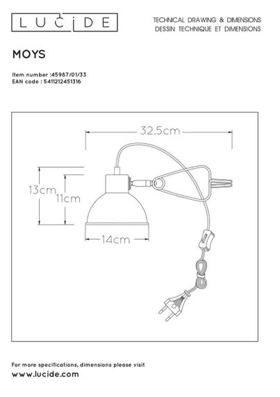 Настольная лампа Lucide Moys 45987/01/33