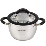 Кастрюля нерж, 1.9 л, с крыш, крышка стекло, Daniks, Орландо, GS-01435-16CA, серебр, индукц