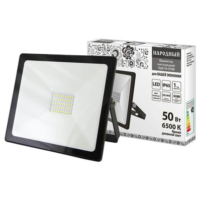 Прожектор светодиодный, TDM, Народный СДО-04-050Н-Ф, 50 Вт, 6500 К, IP65, чер, SQ0336-0234