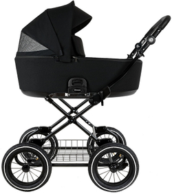 Детская коляска Roan Bass Next Classic d12 2.0 2 в 1 BNC/85/2 Caviar/Black/руч.Cappuccino