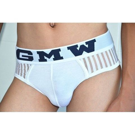 Мужские трусы брифы прозрачные Белые GMW See-It Briefs