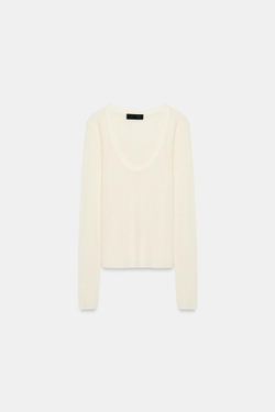 ZARA ТОП ИЗ ТОНЧАЙШЕГО ТРИКОТАЖА, БЕЛЫЙ