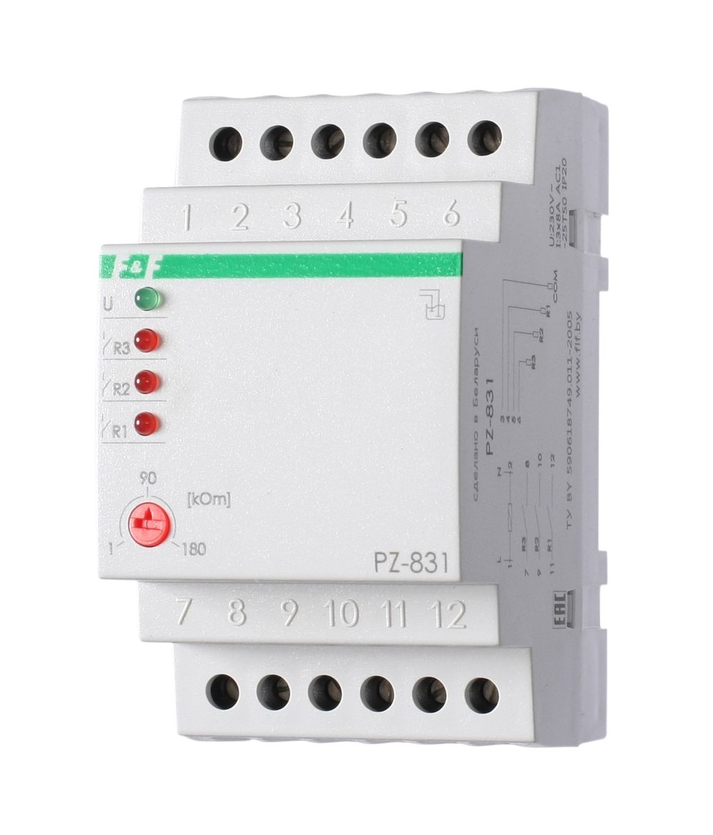 Реле контроля уровня жидкости PZ-831 3х8А 3НО IP20 230В AC (без датчиков, трехуровневое)