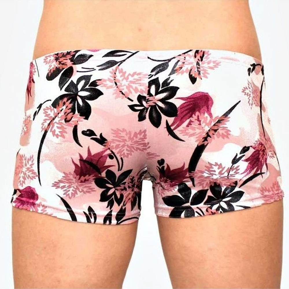 Мужские трусы-хипсы с крупным цветочным принтом (Размер: M) (Цвет: бежевый)