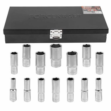 Набор головок глубоких 14пр. 1/2''в мет.кейсе FORCEKRAFT FK-4143-5