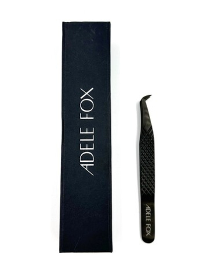 Пинцет ADELE FOX BLACK тип "топорик" со скошенной пяточкой (с сечением), (S-2)