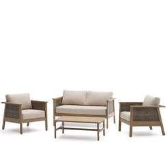 Комплект уличной мебели Alabe, массив акации, двухместный диван, 2 кресла, столик