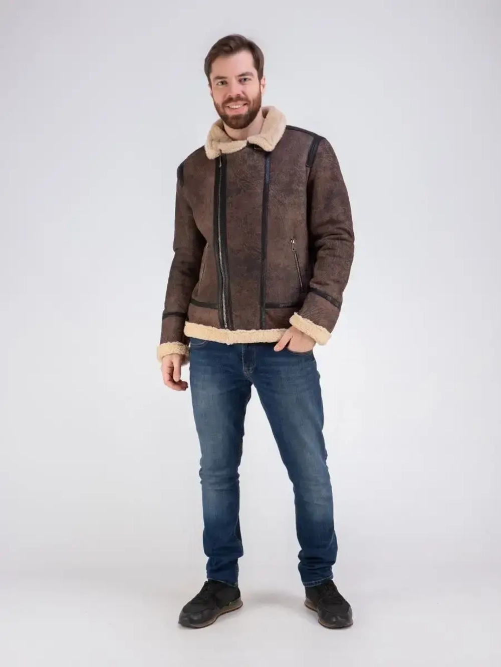 Дубленка мужская натуральная авиатор зимняя Турция