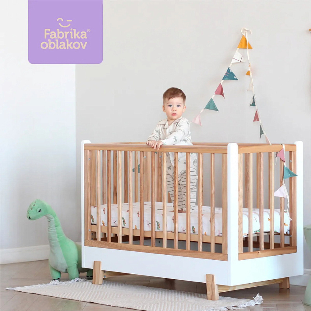 Детская кроватка Фабрика Облаков Onlybaby Scandi, без маятника молочный, дерево