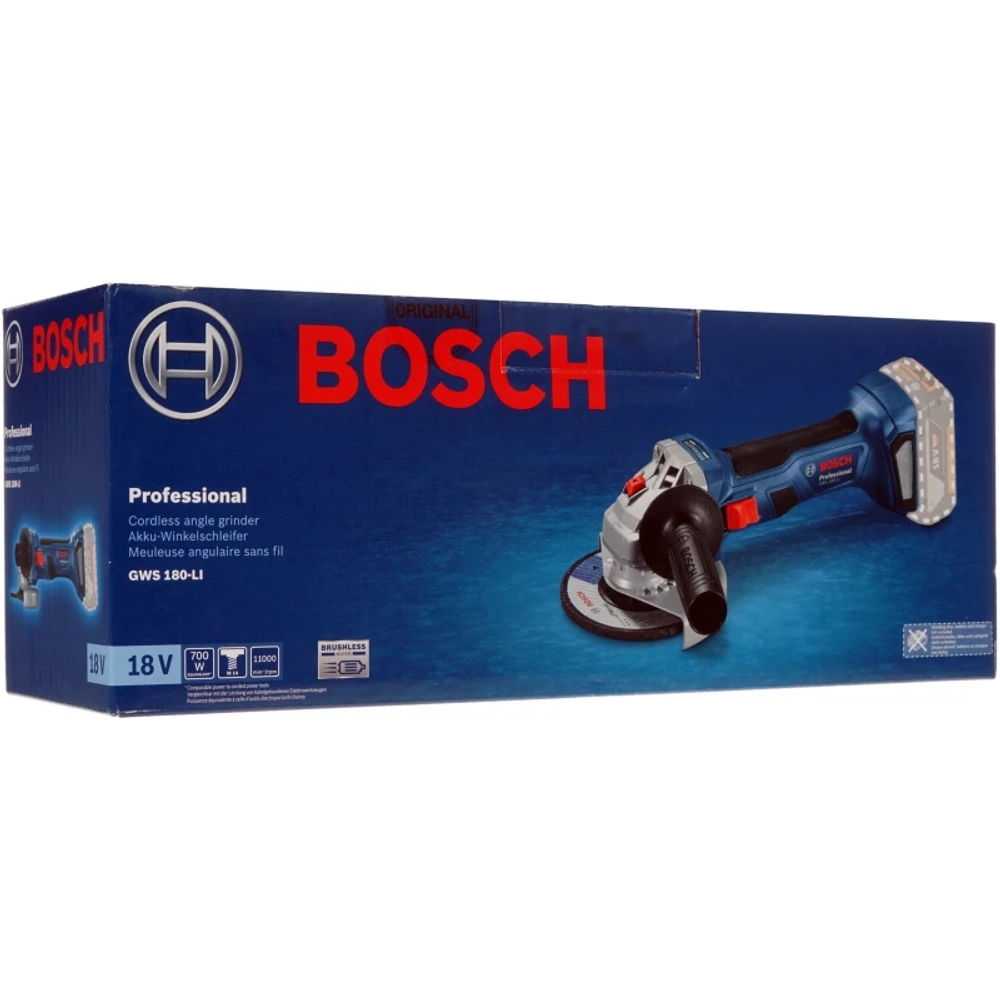 Bosch GWS 180-LI аккумуляторная ушм (болгарка) (2 x 4 Ач, ЗУ) 06019H9021