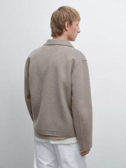 Massimo Dutti Шерстяная куртка с двойной молнией, бежевый