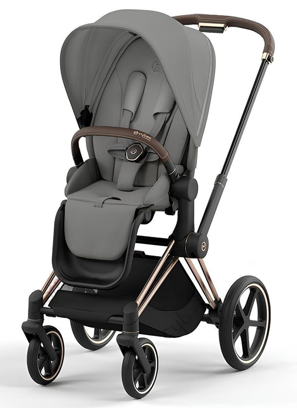 Коляска 3 в 1 Cybex Priam IV Rosegold complete и автокресло Cloud T i-Size Peach Pink Plus Mirage Grey