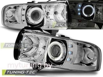 Передние фары angel eyes chrome для Dodge Ram 94-01