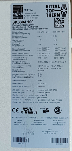 Кондиционер шкафной 1000Вт Rittal 3304100 SK б/у Холодильный агрегат навесной