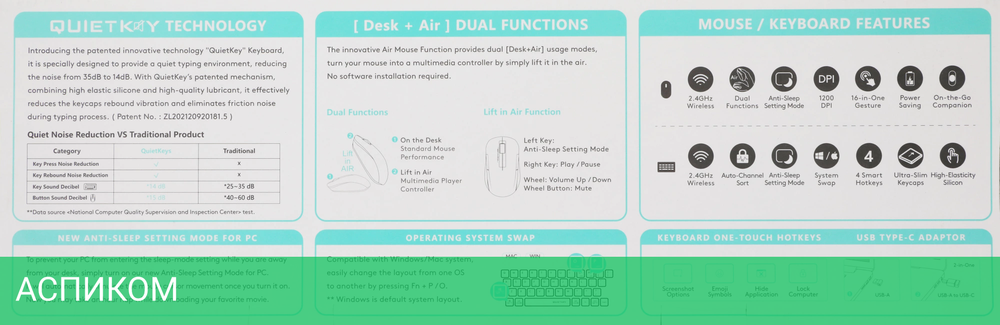 Набор периферии A4Tech Fstyler FG2300 Air2 черный