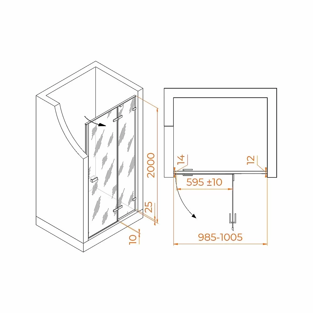 Душевая дверь RGW Stilvoll SV-004B 100 353200410-14 стекло прозрачное/профиль черный