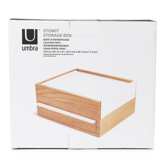 Шкатулка stowit, белая/натуральное дерево