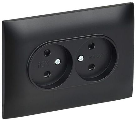 Розетка 2-м SKANDY 10А без заземл. защ. шторки в сборе SK-R09Bl черн. IEK SK-R23-10-K02-F