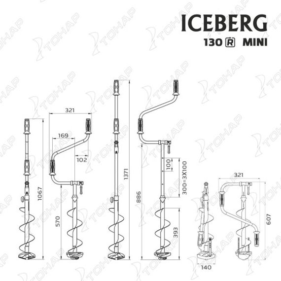 Ледобур ICEBERG-MINI 130R v3.0 правое вращение (LA-130RM) Тонар