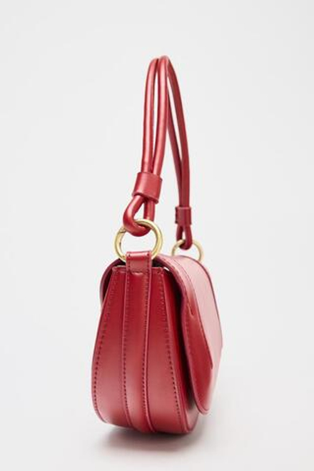 ZARA СУМКА С ПЛЕЧЕВЫМ РЕМНЕМ И КОНТРАСТНОЙ СТРОЧКОЙ, КРАСНЫЙ