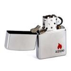 Зажигалка ZIPPO Classic Satin Chrome™ с изображением пламени и логотип Zippo ZP-205 ZIPPO