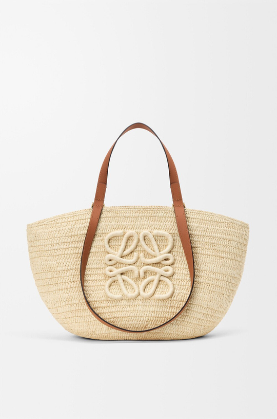 Loewe Средняя сумка-корзина Eclipse из рафии и телячьей кожи, натуральный/коричневый