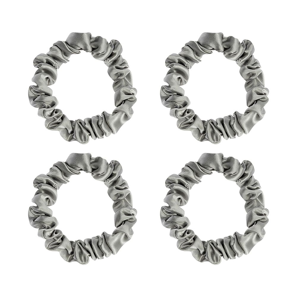 Набор из 4 шелковых резинок для волос светло-серого цвета из коллекции Essential