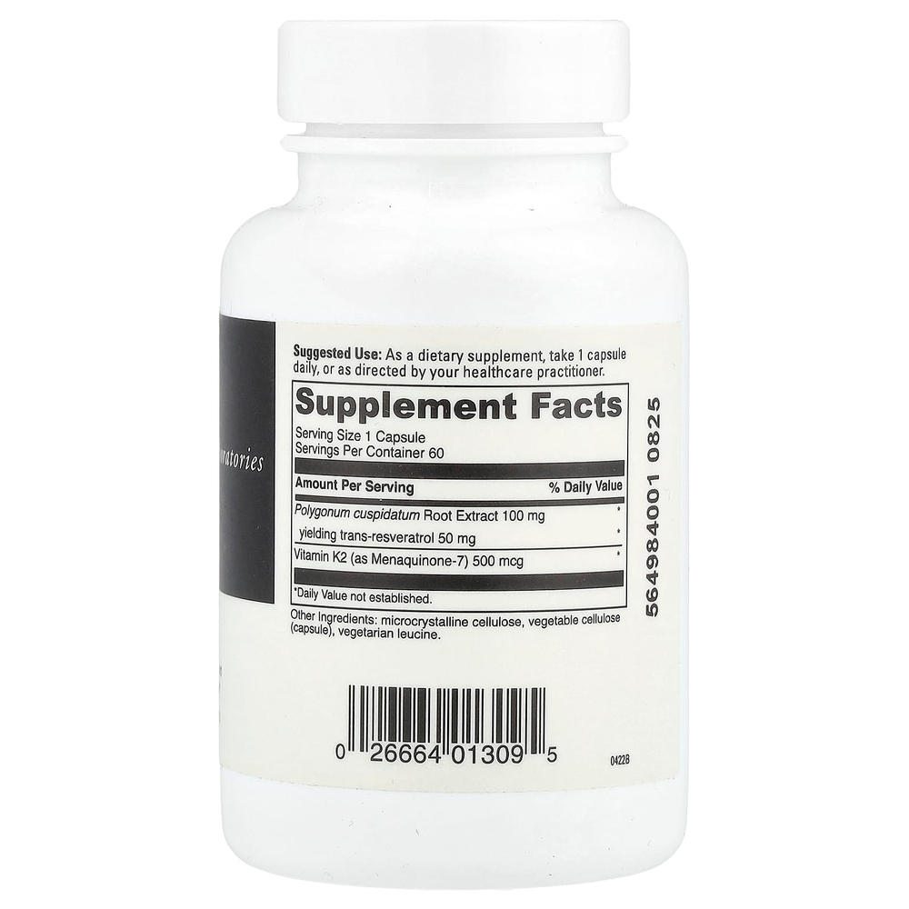 DaVinci Laboratories, Витамин K2 + ресвератрол, 60 капсул