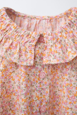 ZARA РУБАШКА С ЦВЕТОЧНЫМ ПРИНТОМ, ОРАНЖЕВЫЙ