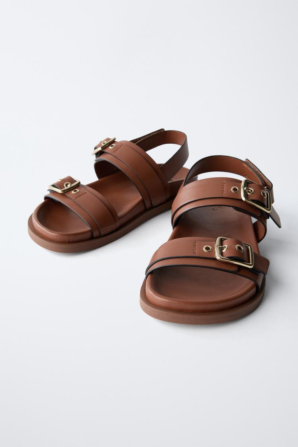 ZARA САНДАЛИИ С ПРЯЖКАМИ, КОРИЧНЕВЫЙ