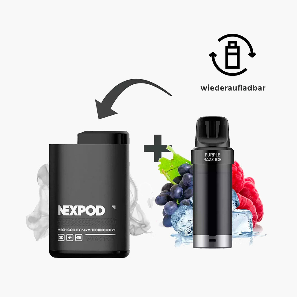 nexPOD Prefilled Pod Kit 5000 - Purple Razz Ice (5% nic)