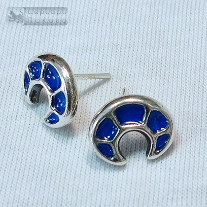 Серьги "Лунница" гвоздики эмаль