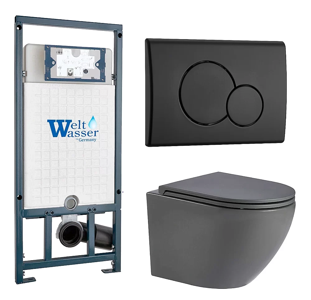 Унитаз с инсталляцией WeltWasser MARBERG 507 + MERZBACH 043 MT-GR + MAR 507 RD MT-BL