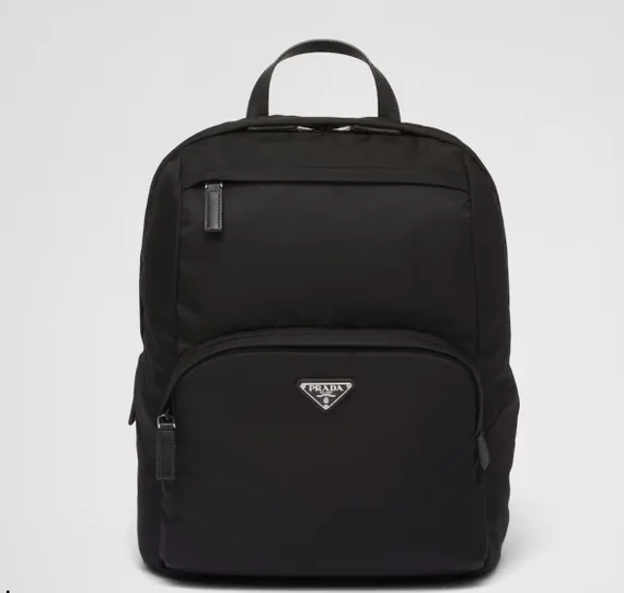 Рюкзак Prada Re-nylon и сафьяновой кожи, черный