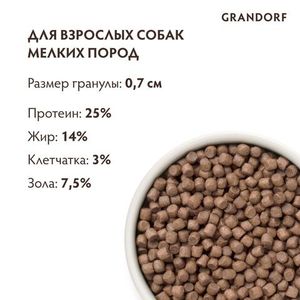 Сухой корм Grandorf DOG White Fish MINI для взрослых собак мелких пород с белой рыбой